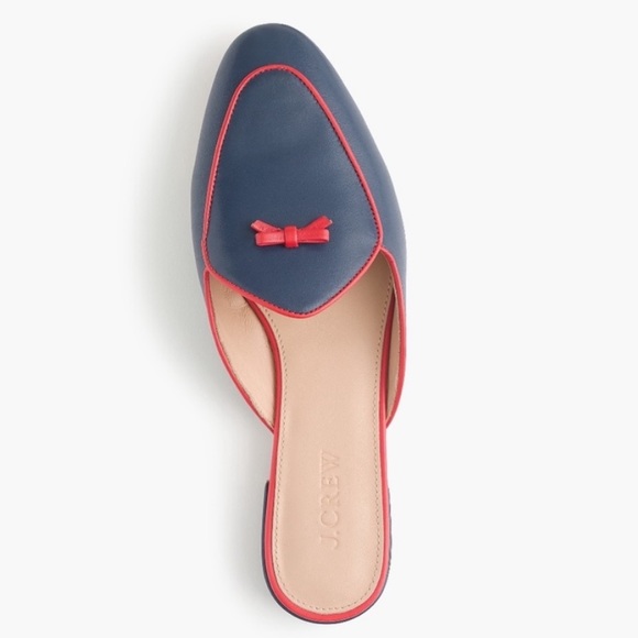 J. Crew Shoes - J. Crew Piped Loafer leather mule blue and red